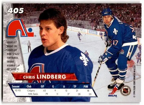1993-94 Fleer Ultra #405 Chris Lindberg NM Near Mint Nordiques ID:43396 - Hockey Card Single