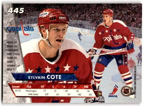 1993-94 Fleer Ultra #445 Sylvain Cote EX/NM Capitals ID:43382 - Hockey Card Single