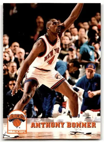 Original gloss basketball card of Anthony Bonner NM-MT from 1993-94 Hoops Knicks