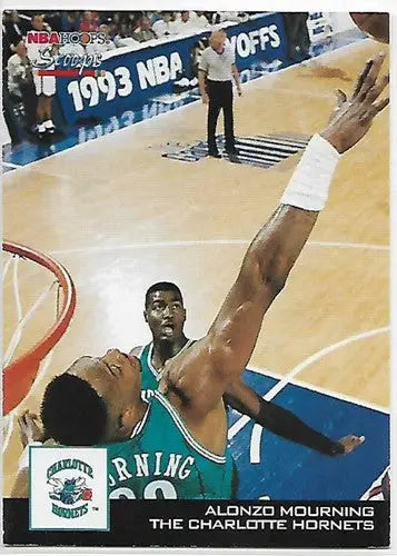 Original gloss of Alonzo Mourning basketball card from 1993-94 Hoops Scoops series