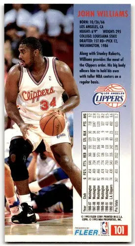 Original gloss basketball trading card featuring John Williams from Jam Session 1993-94