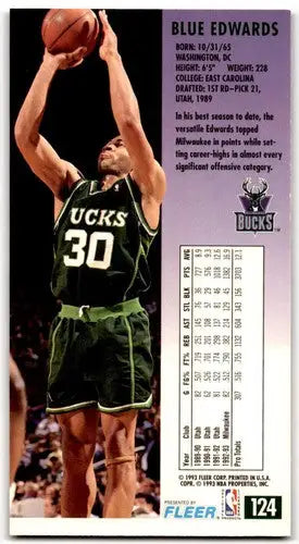 Original gloss 1993-94 Jam Session Blue Edwards basketball card Bucks NM near mint