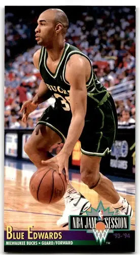 Original gloss Blue Edwards basketball card from 1993-94 Jam Session Bucks series