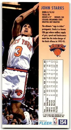 1993-94 Jam Session John Starks basketball card with original gloss and near mint condition