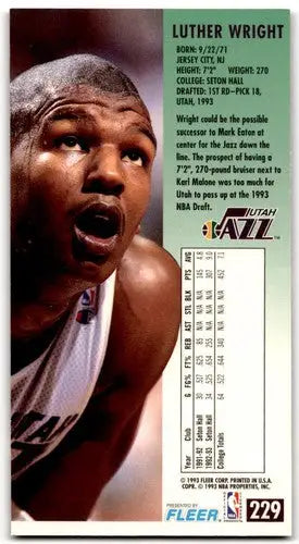 Luther Wright basketball card from 1993-94 Jam Session with original gloss NM mint RC rookie