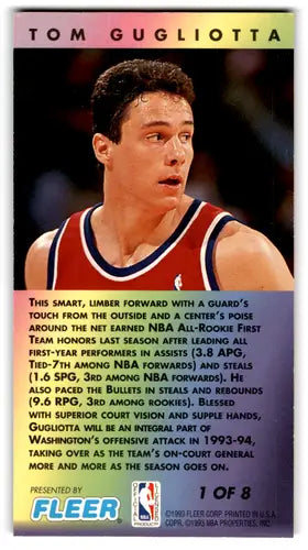 Original gloss Tom Gugliotta basketball card from Jam Session Second Year Stars series