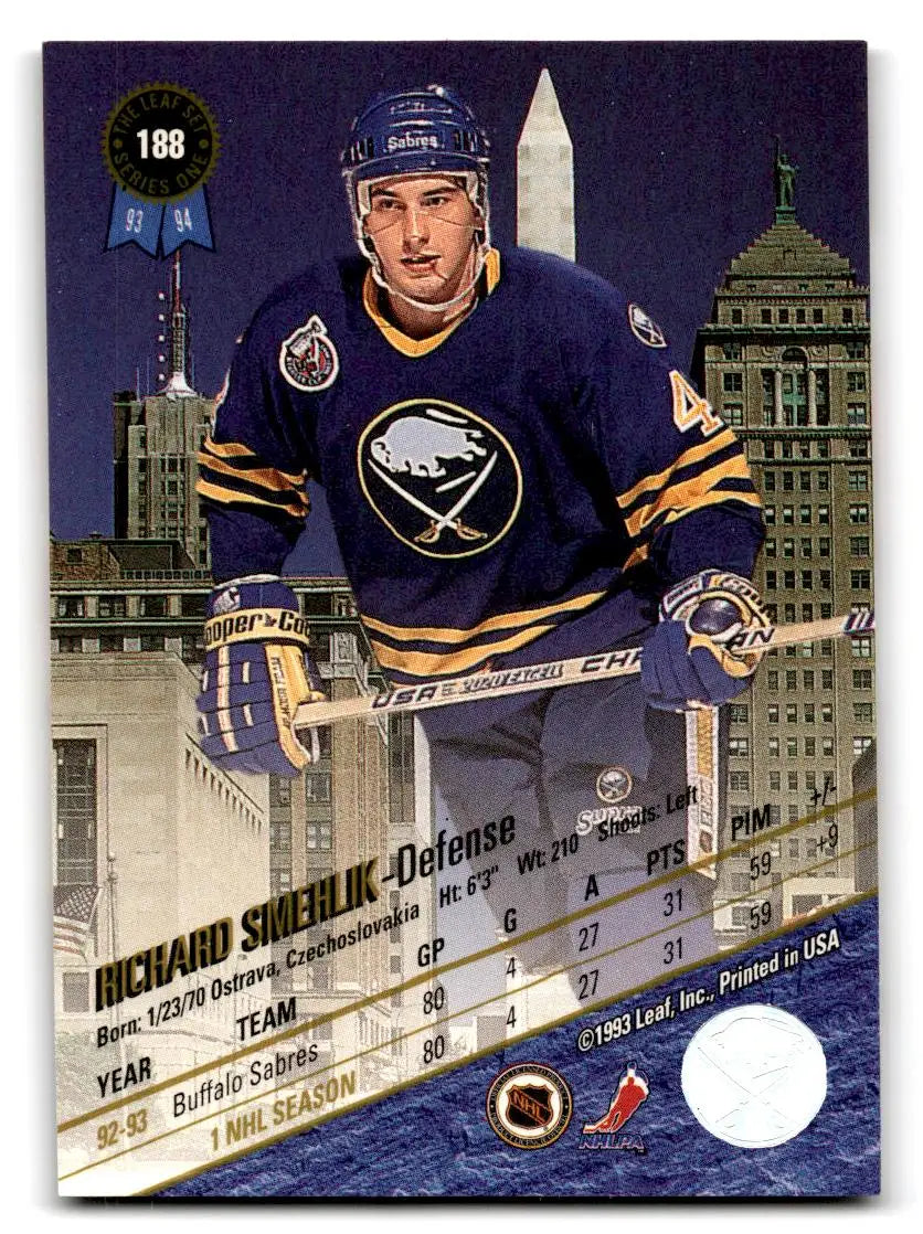 1993-94 Leaf #188 Richard Smehlik - Hockey Card Single
