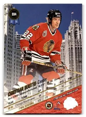 1993-94 Leaf #334 Christian Ruuttu trading card featuring the hockey player in action