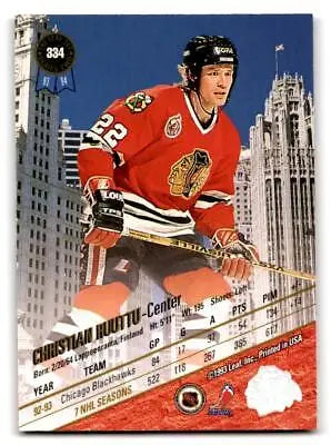 1993-94 Leaf #334 Christian Ruuttu trading card featuring the NHL star player