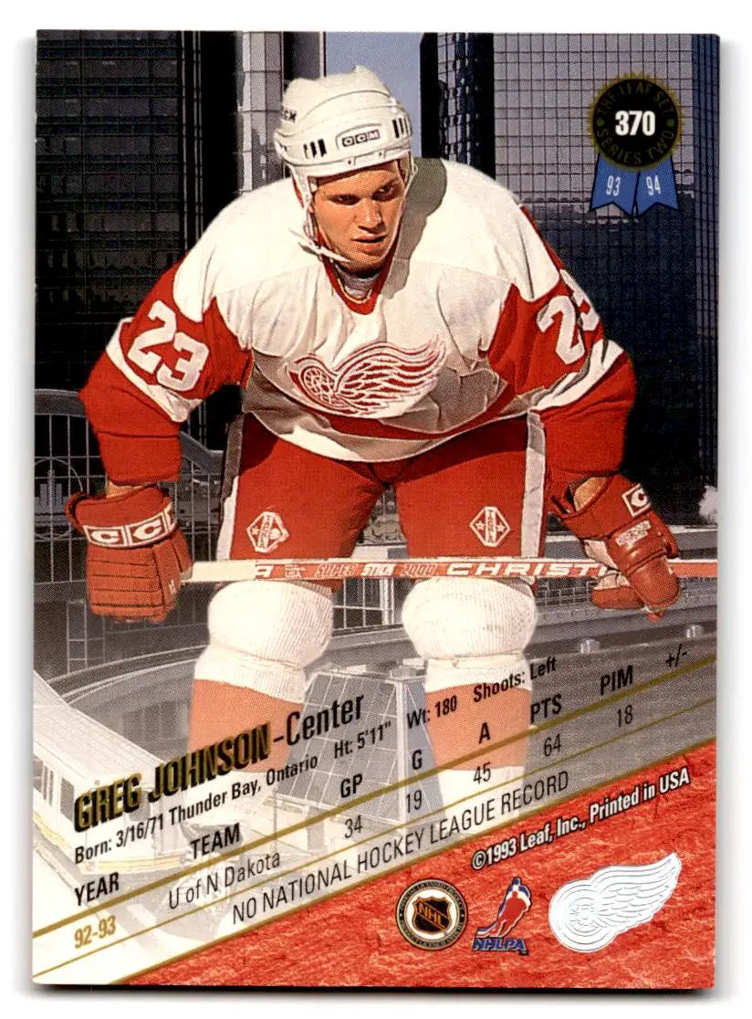 1993-94 Leaf #370 Greg Johnson - Hockey Card Single