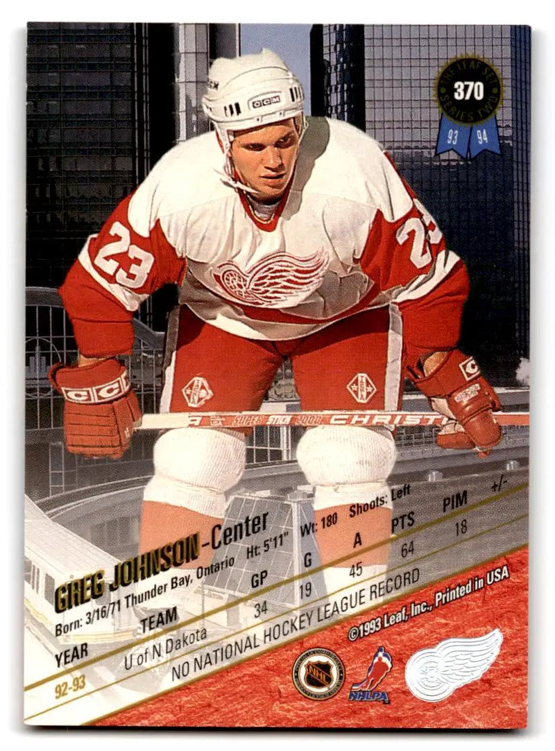 1993-94 Leaf #370 Greg Johnson - Hockey Card Single