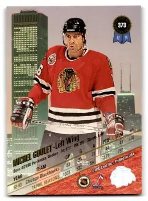 Michel Goulet Chicago Blackhawks hockey card from 1993-94 Leaf #373 display