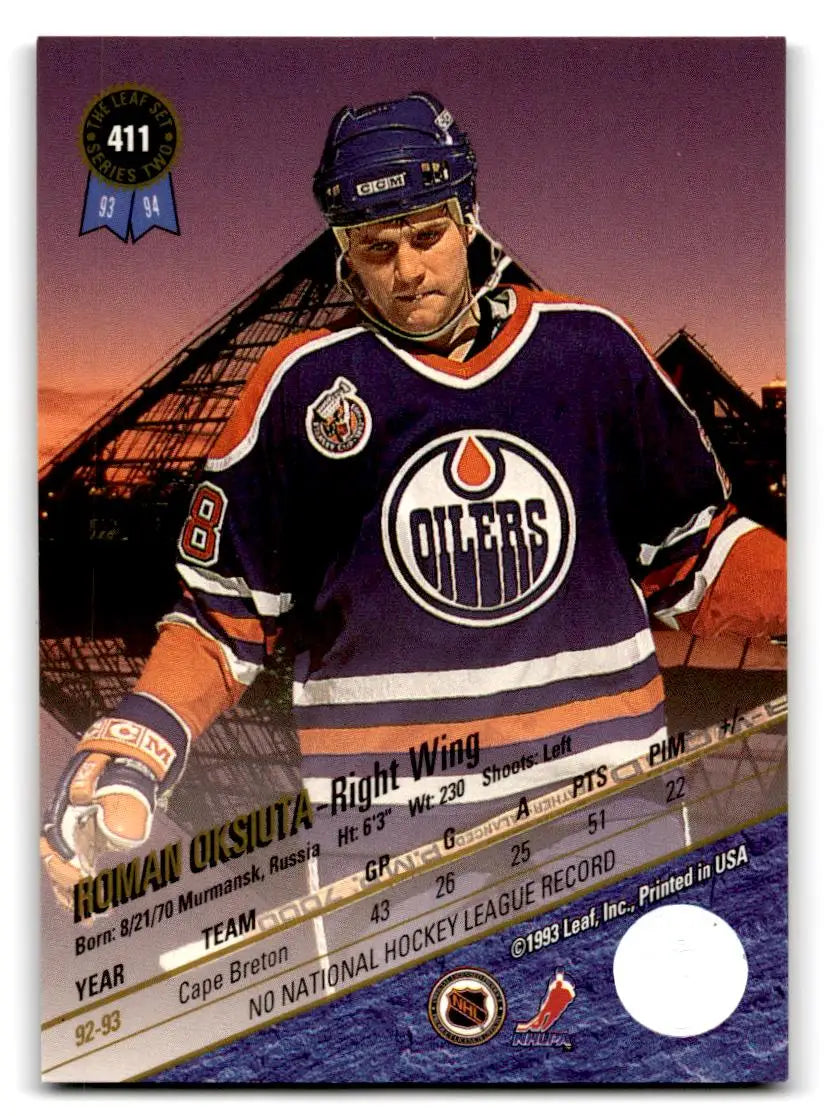 1993-94 Leaf #411 Roman Oksiuta - Hockey Card Single