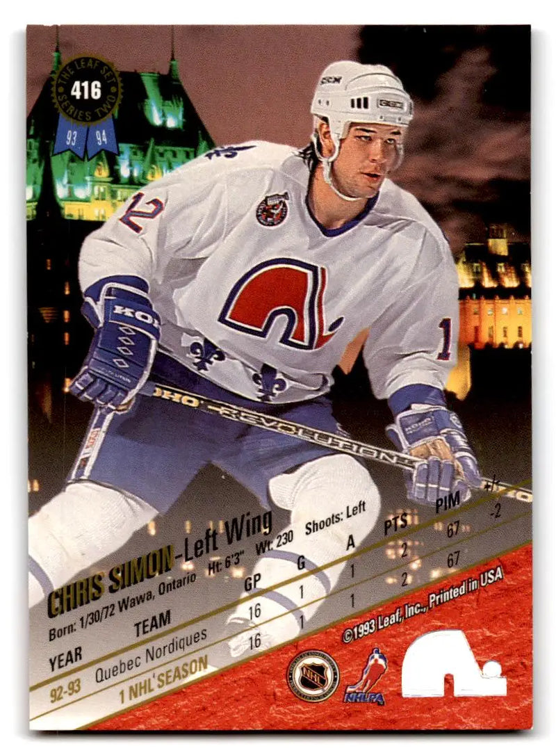 1993-94 Leaf #416 Chris Simon - Hockey Card Single