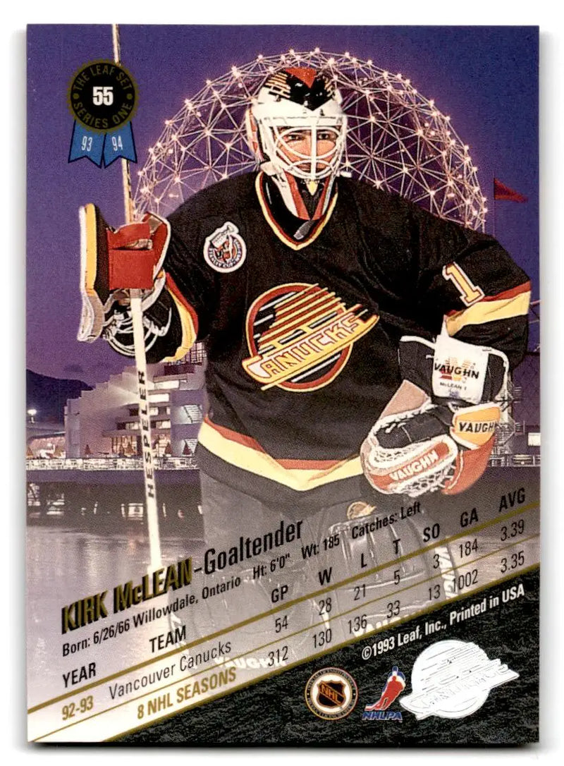 1993-94 Leaf #55 Kirk McLean - Hockey Card Single
