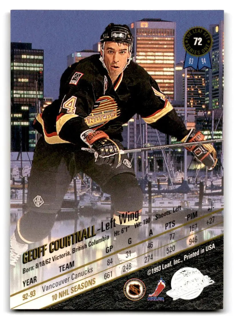 Geoff Courtnall 1993-94 Leaf #72 trading card showcasing the hockey star