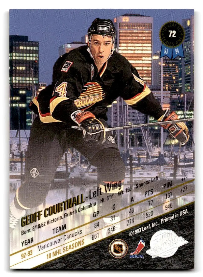 Geoff Courtnall trading card from the 1993-94 Leaf #72 series