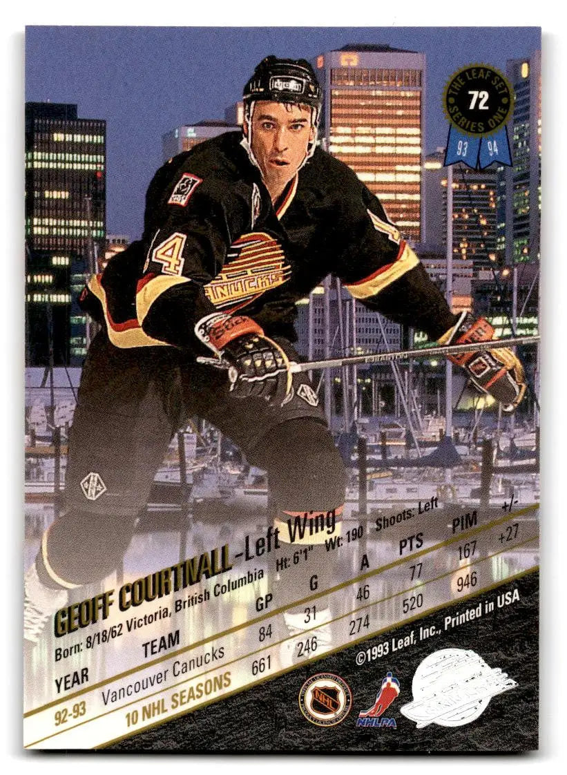 Geoff Courtnall trading card from the 1993-94 Leaf series, #72 collectible hockey card