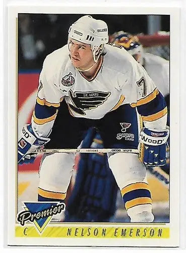Nelson Emerson hockey card from 1993-94 OPC Premier with original gloss and NM-MT condition