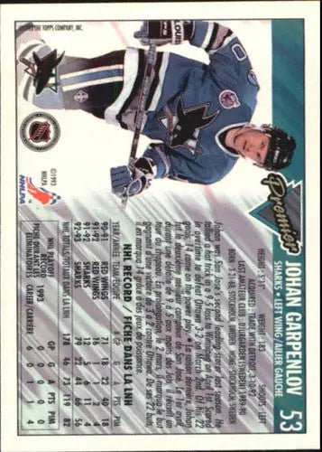 1993-94 OPC Premier #53 Johan Garpenlov NM-MT Sharks - Hockey Card Single