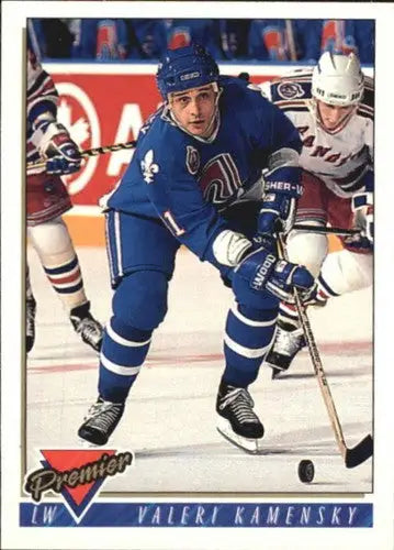 Original gloss OPC Premier Valeri Kamensky hockey trading card in blue jersey