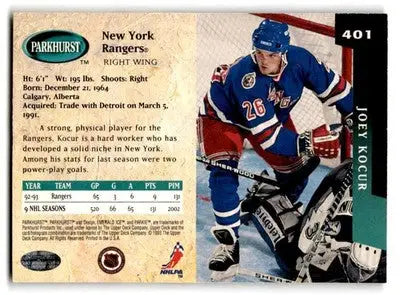 1993-94 Parkhurst #401 Joey Kocur Emerald Ice - Hockey Card Single