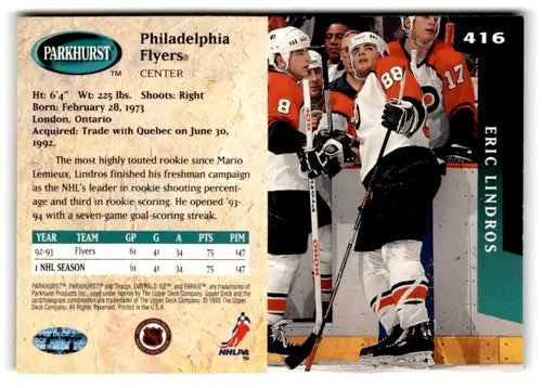 1993-94 Parkhurst #416 Eric Lindros NM Near Mint Flyers - Hockey Card Single