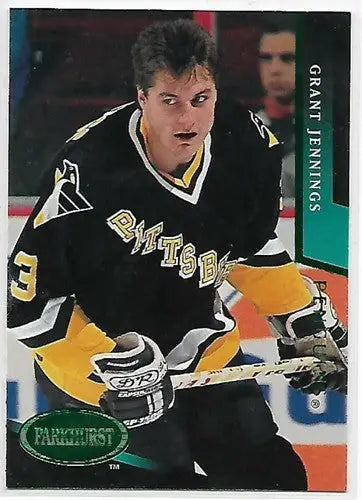 Original gloss 1993-94 Parkhurst Emerald Ice Grant Jennings hockey card of Penguins