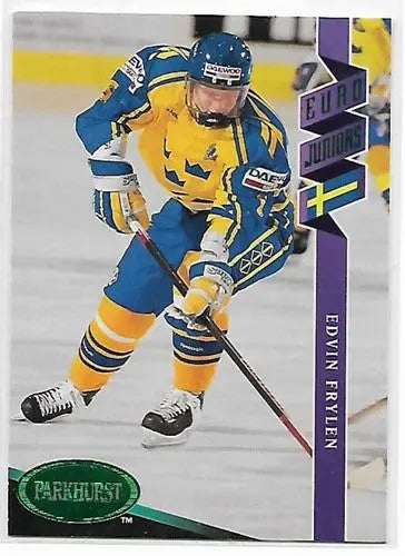Original gloss 1993-94 Parkhurst Emerald Ice Edvin Frylen hockey card NM-MT