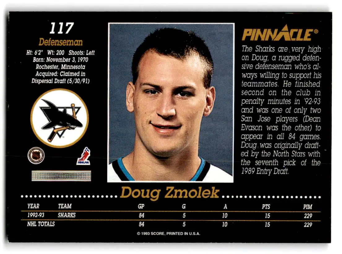 1993-94 Pinnacle #117 Doug Zmolek - Hockey Card Single
