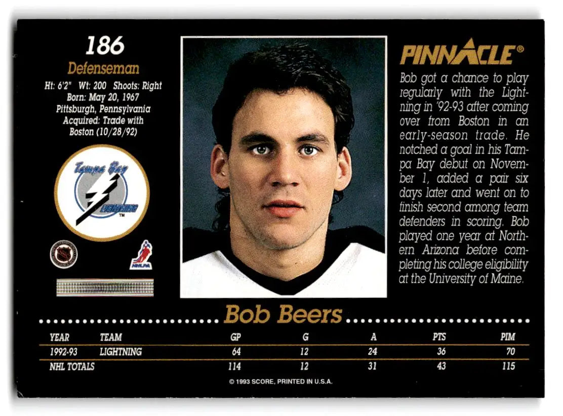 1993-94 Pinnacle #186 Bob Beers - Hockey Card Single
