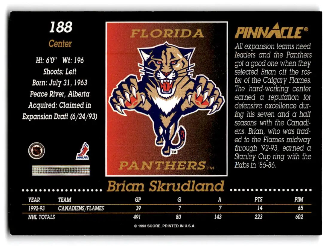 1993-94 Pinnacle #188 Brian Skrudland - Hockey Card Single