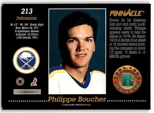 1993-94 Pinnacle #213 Philippe Boucher EX/NM Sabres ID:43423 - Hockey Card Single