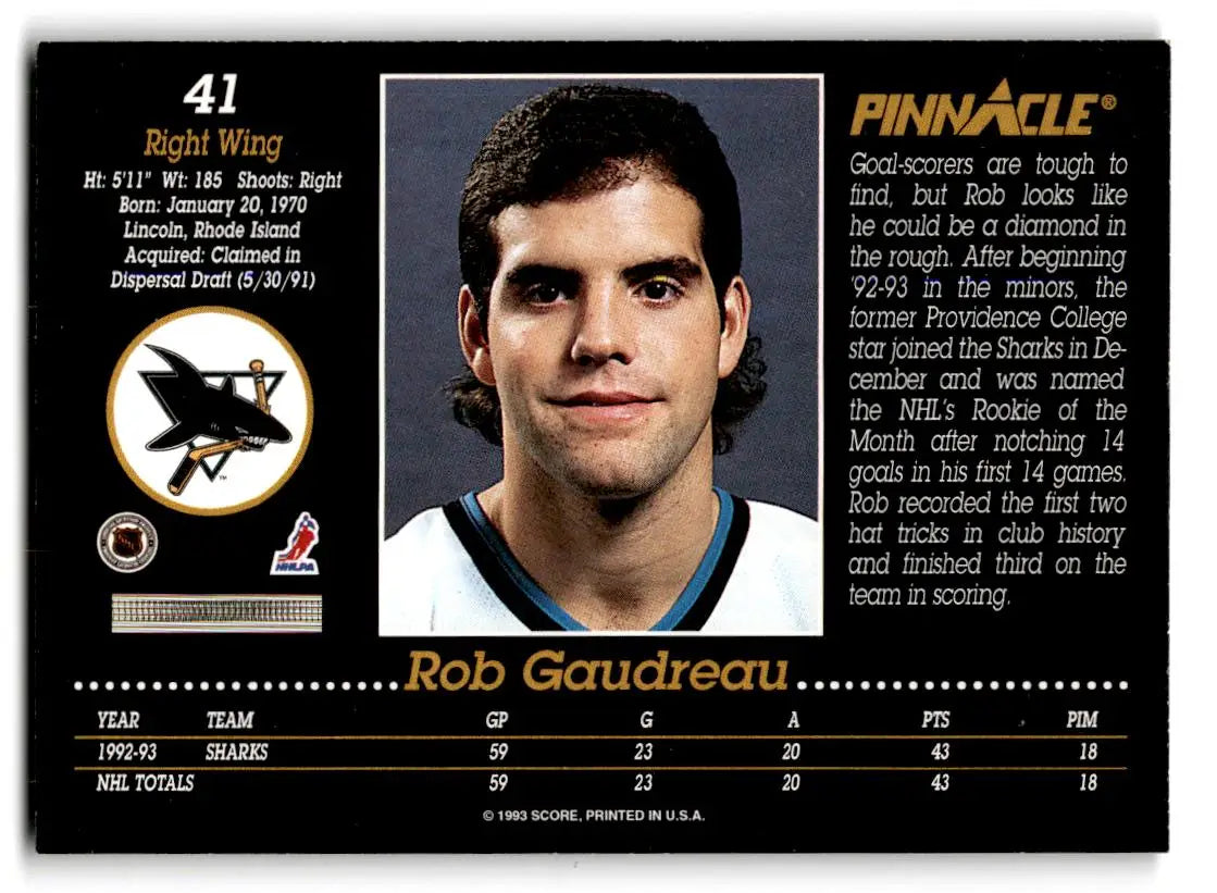 1993-94 Pinnacle #41 Rob Gaudreau - Hockey Card Single