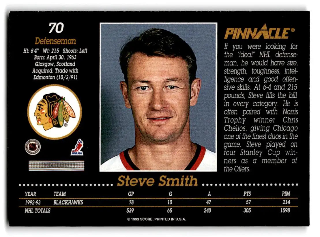 1993-94 Pinnacle #70 Steve Smith - Hockey Card Single