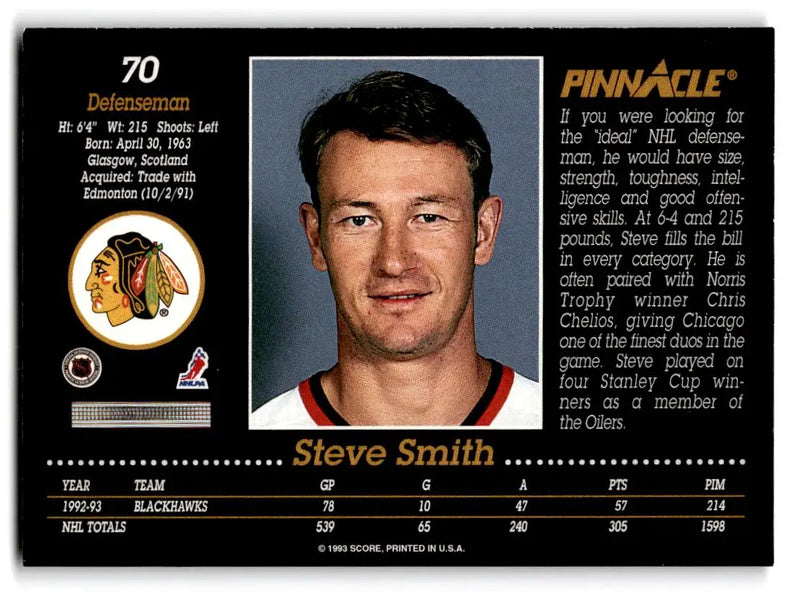 1993-94 Pinnacle #70 Steve Smith - Hockey Card Single