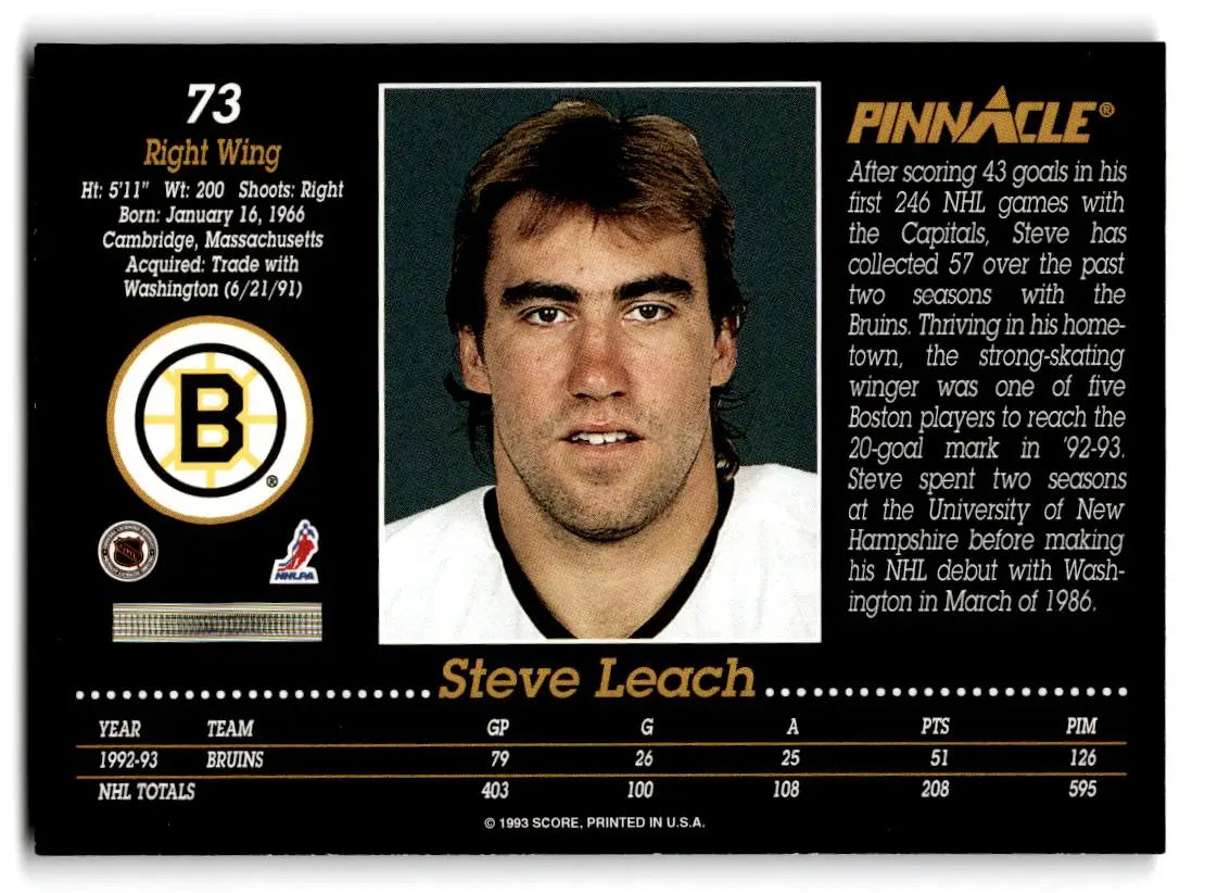 1993-94 Pinnacle #73 Steve Leach - Hockey Card Single