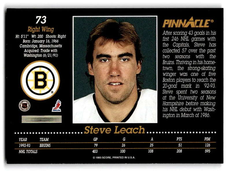 1993-94 Pinnacle #73 Steve Leach - Hockey Card Single