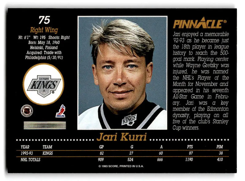 1993-94 Pinnacle #75 Jari Kurri - Hockey Card Single