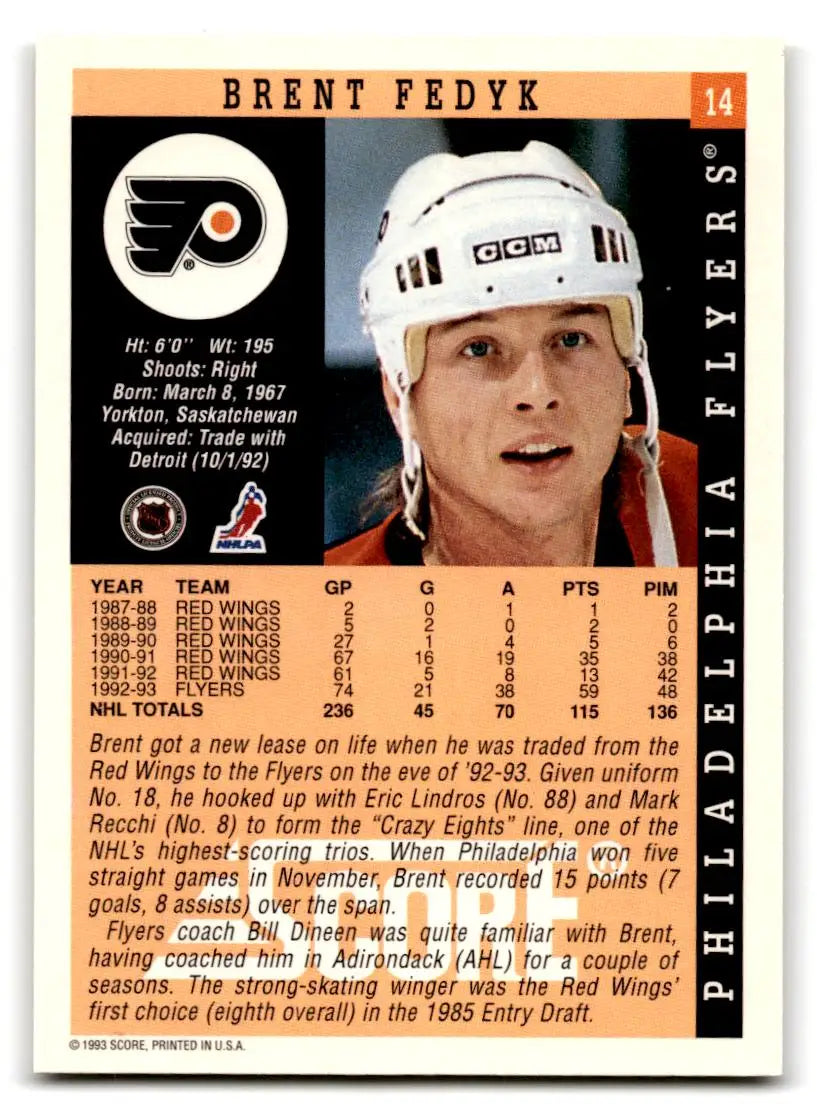 1993-94 Score #14 Brent Fedyk - Hockey Card Single