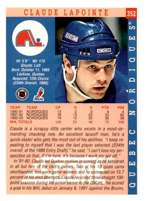 1993-94 Score #352 Claude Lapointe - Hockey Card Single