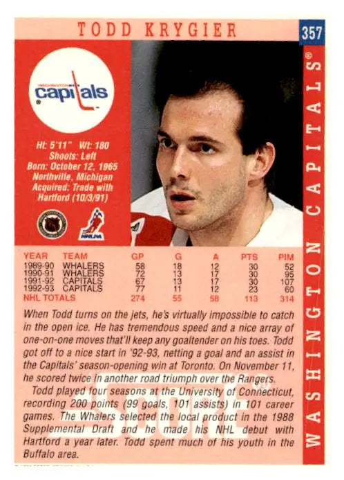 1993-94 Score #357 Todd Krygier - Hockey Card Single