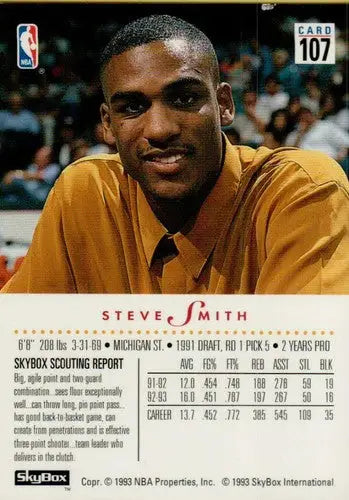 1993-94 SkyBox #107 Steve Smith NM Near Mint Heat - Basketball Card Single