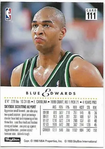 1993-94 SkyBox #111 Blue Edwards NM-MT Bucks original gloss basketball trading card