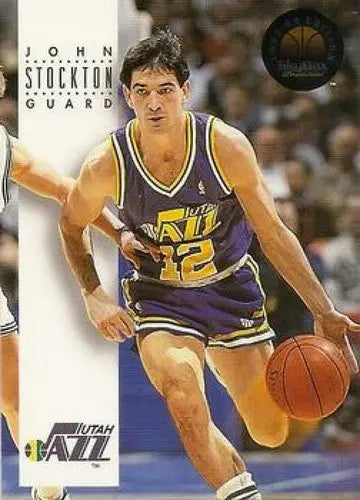 Basketball player in Utah Jazz uniform from 1993-94 SkyBox John Stockton sports card