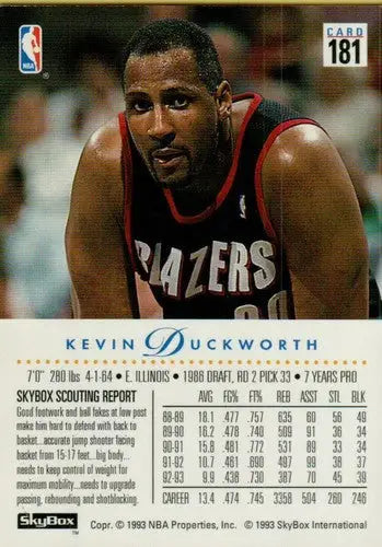 1993-94 SkyBox #181 Kevin Duckworth NM Near Mint Bullets - Basketball Card Single