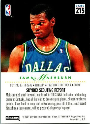 1993-94 SkyBox #215 Jamal Mashburn NM Near Mint RC Rookie Mavericks - Basketball Card Single