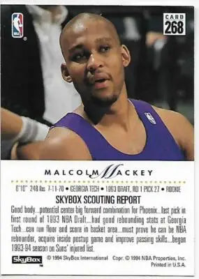 1993-94 SkyBox #268 Malcolm Mackey NM Near Mint RC Rookie Suns - Basketball Card Single