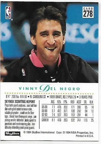1993-94 SkyBox #278 Vinny Del Negro NM Near Mint Spurs - Basketball Card Single