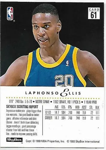 1993-94 SkyBox #61 LaPhonso Ellis NM-MT Nuggets - Basketball Card Single